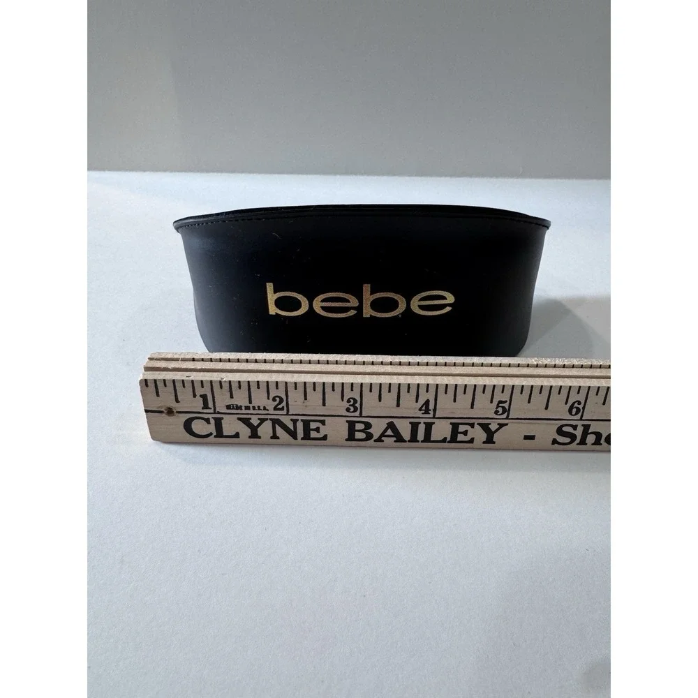 Bebe Gold Tone Logo Large Black‎ Sunglasses Eyeglasses Semi-Hard Clamshell Case